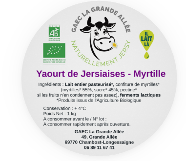 Yaourt Myrtille 1kg